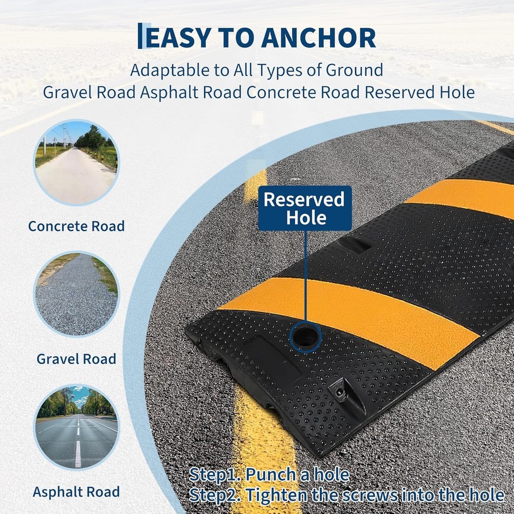 Rubber Speed Bump & 2-Channel Cable Protector Ramp, 1 Set (72") 6FT