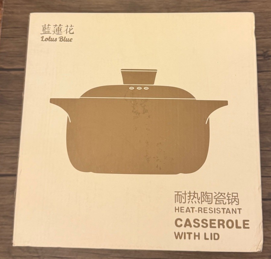 Lotus Blue 5 Quart FOX Cartoon Pattern Ceramic Round Black Dish Casserole Pan