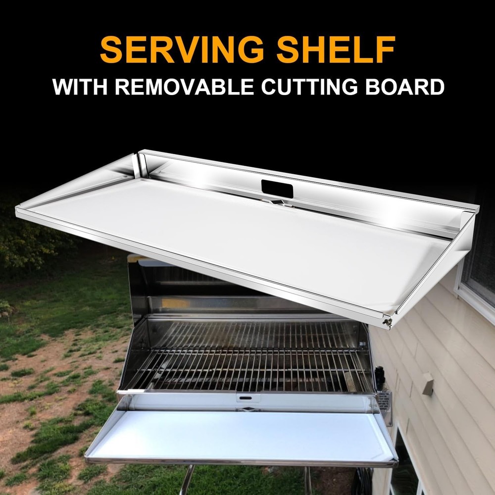 A10-902 Serving Shelf with Removable Cutting Board Fit for Rectangular Grills