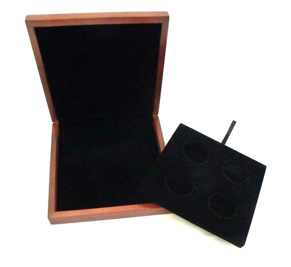 Deluxe Wooden 4-coin Display Box