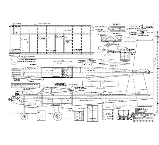 High Wing Advanced Trainer II 55" WS RC Airplane Plans Templates PDF on USB