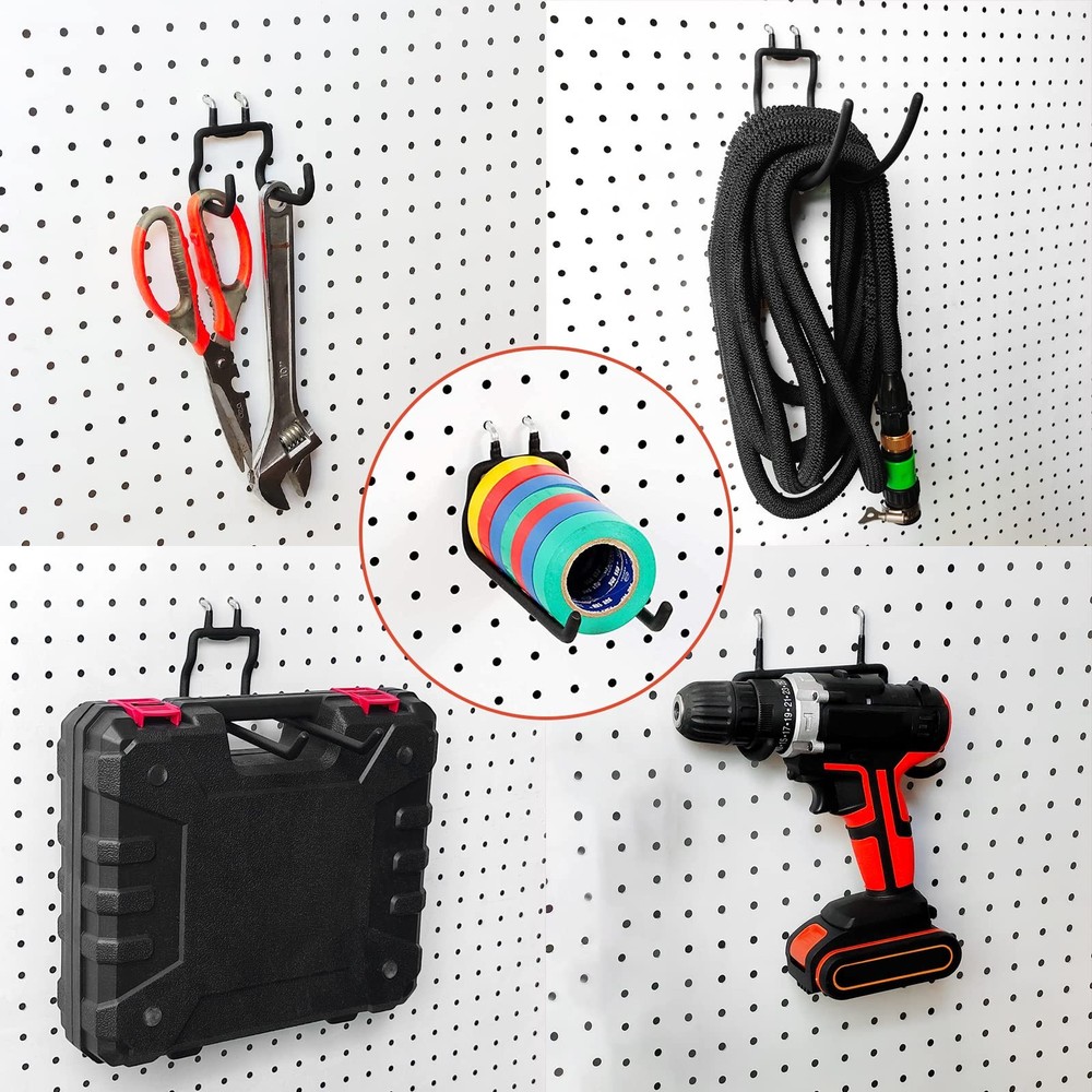 12-Piece Pegboard Hook Set for Drills Accessories Garage Workbench