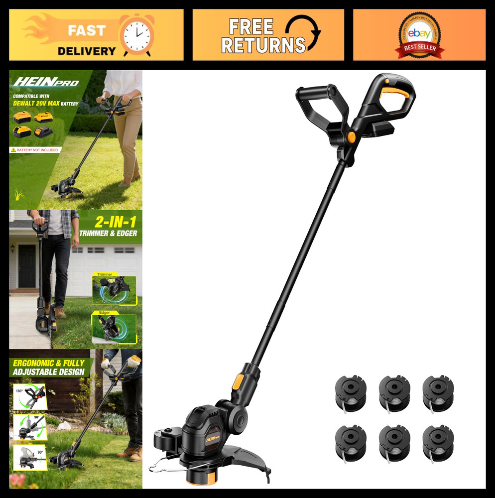 Cordless 12-Inch Electric String Trimmer, Battery Powered Weed Wacker, Auto Line