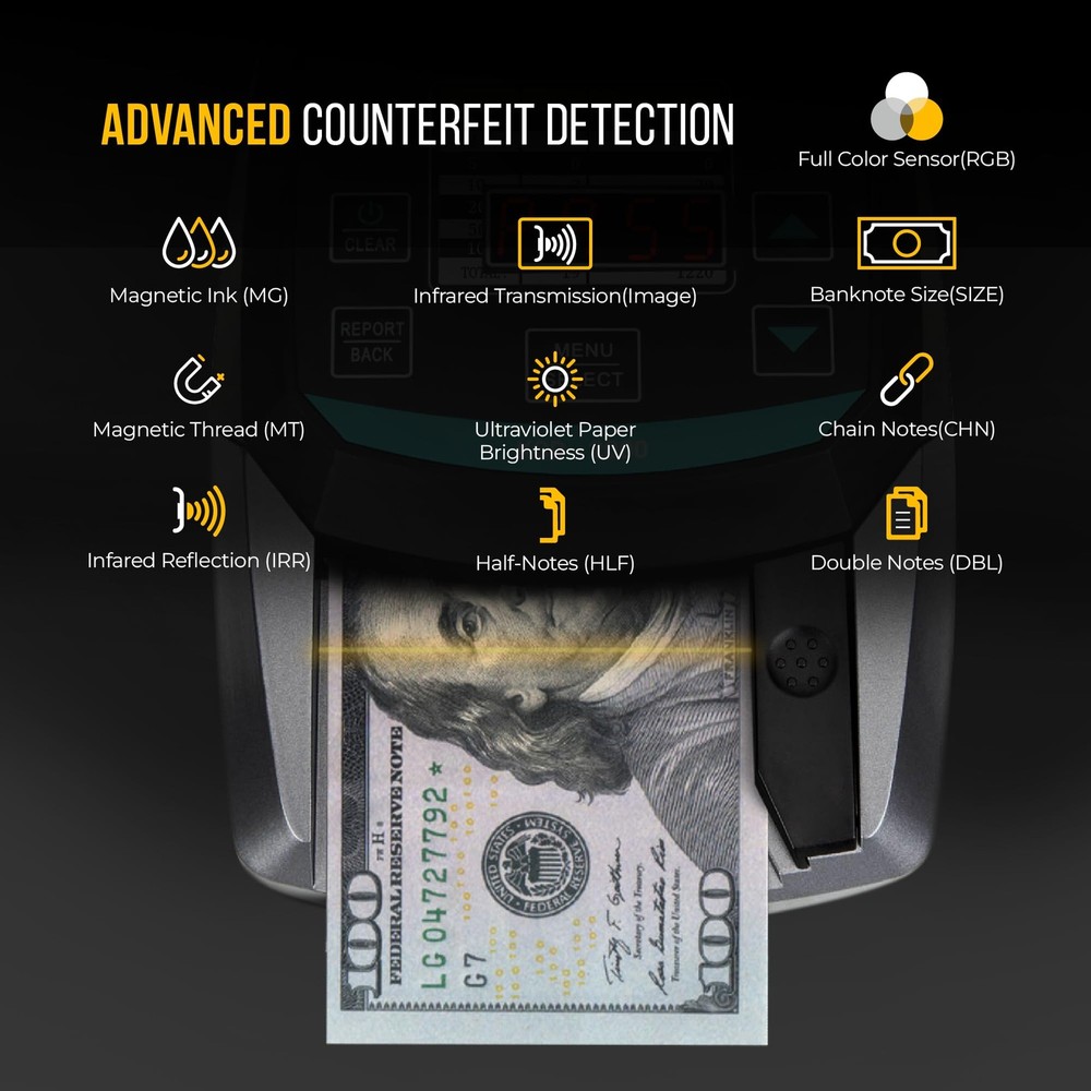 KCD-2000 Advanced Counterfeit Bill Detector | All-Orientation Counterfeit Det...