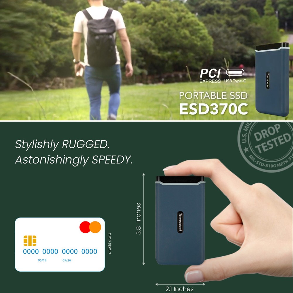 Transcend 1TB USB 3.1 Gen 2 USB Type-C ESD370C Portable SSD Solid State Drive TS