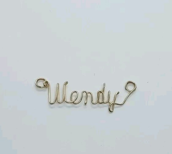 Vintage Gold Tone Wire Cursive Name Pendant "Wendy" #176