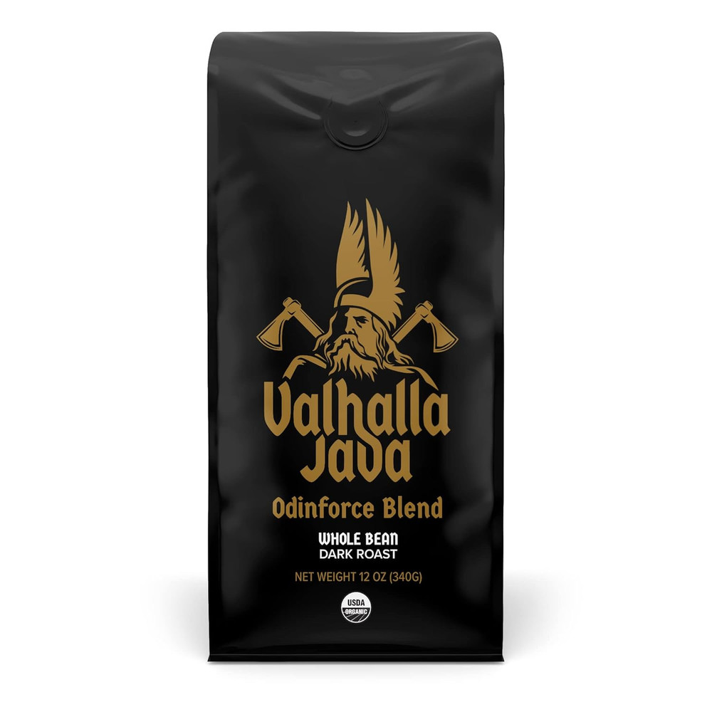 , Valhalla Java Odinforce Blend Whole Bean, USDA Organic and Fair Trade, 12 Oz (
