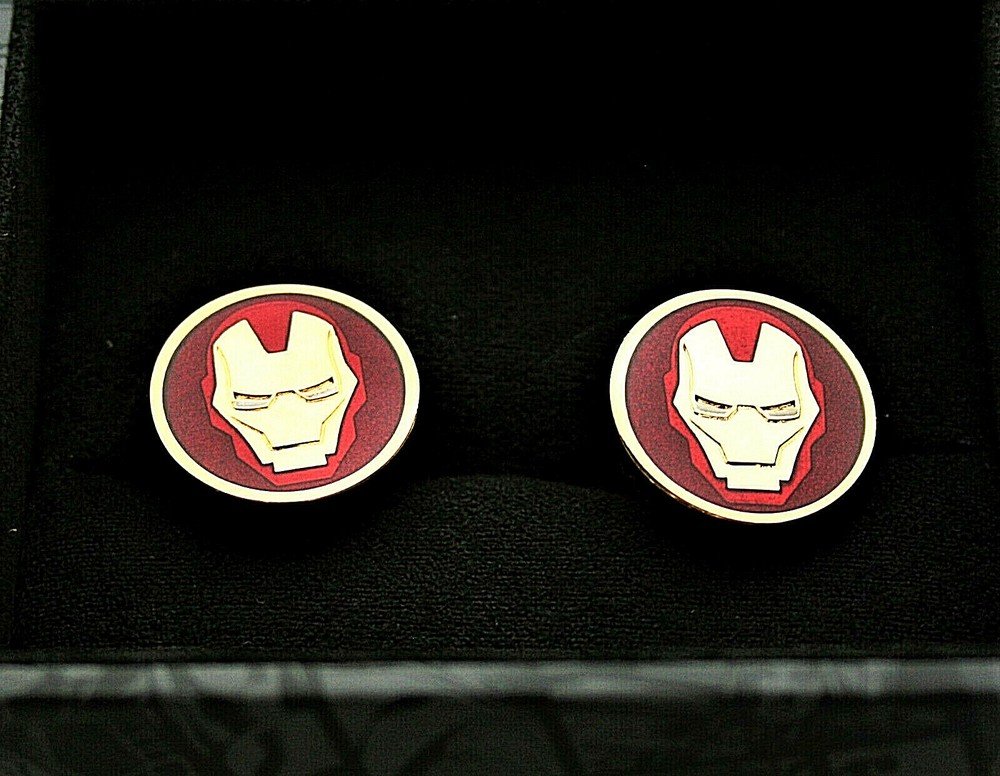 Marvel Comics Subtle Iron Man Face Helmet Cufflinks New Gift Box