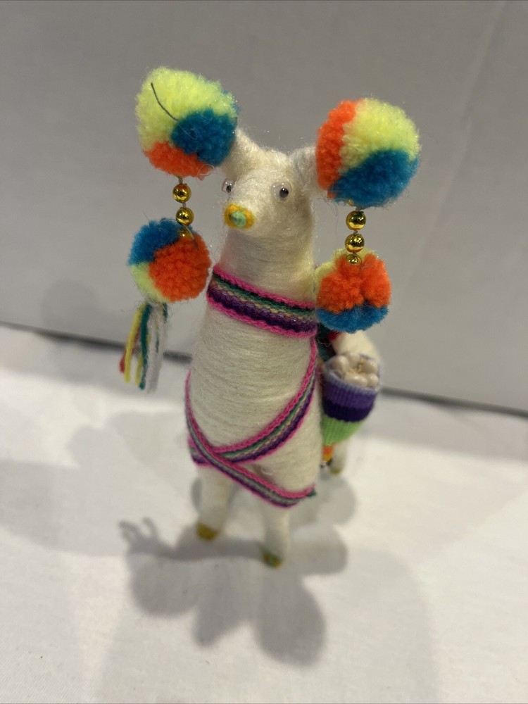 Peruvian Llama Folk Art Figure Plush Multi Color
