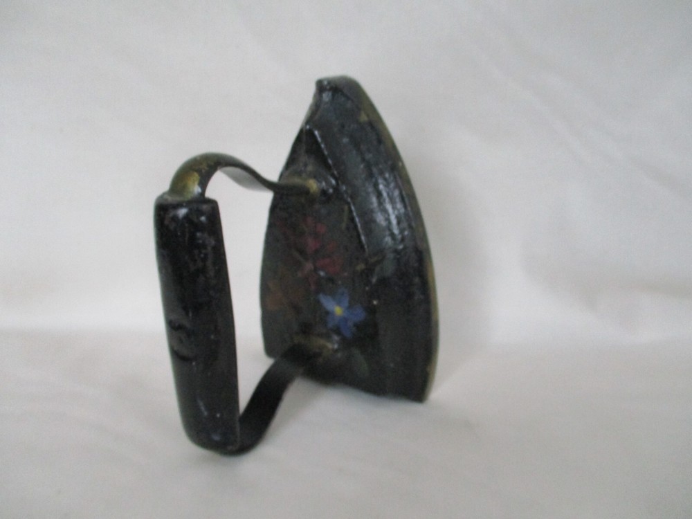 Original Hand Painted Antique Cast Iron Flatiron
