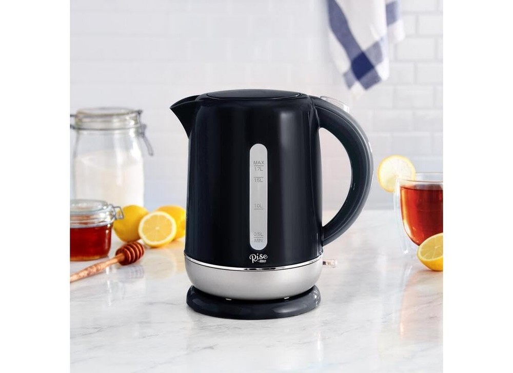 Black Polypropylene 1.7 L Electric Tea Kettle with Automatic Shut-Off