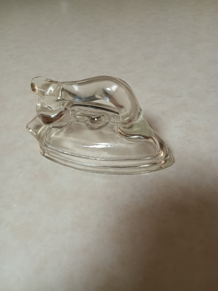 Vintage Glass Sad Iron Candy Container