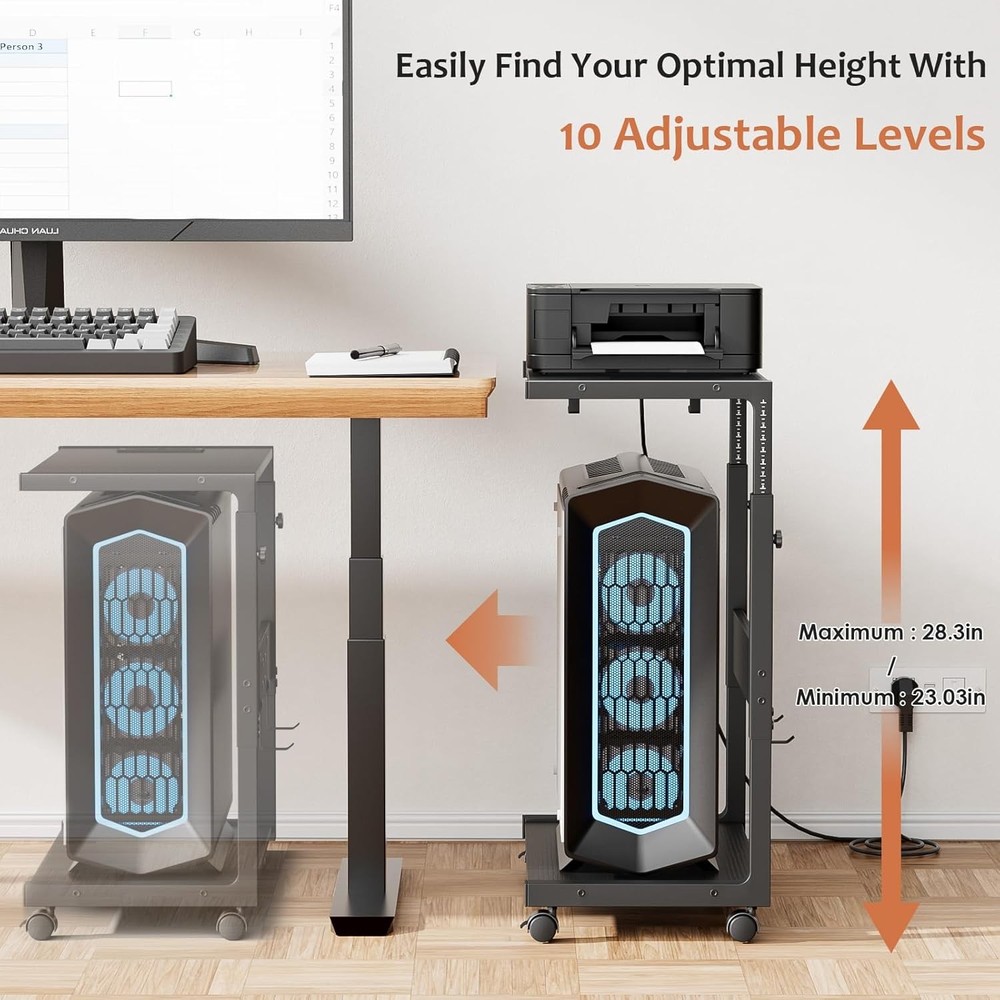 JANE EYRE PC Tower Stand Adjustable CPU Holder w/ Power
