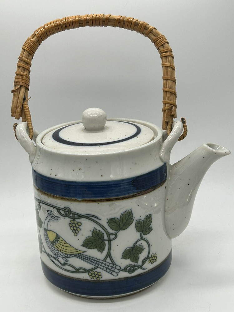Otagiri Ceramic Peacock Rattan Teapot