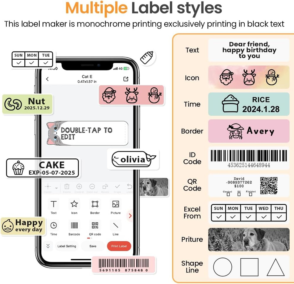 Label Maker, D30 Bluetooth Mini Label Maker Machine, Portable Thermal Printer S