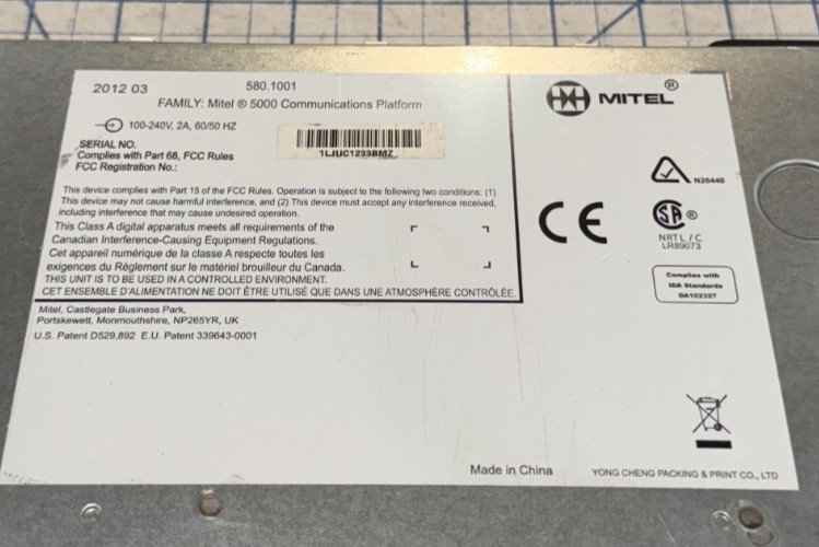 Mitel HX Controller Complete With 5000 Processor Module Rack Mountable w/ DEM-16