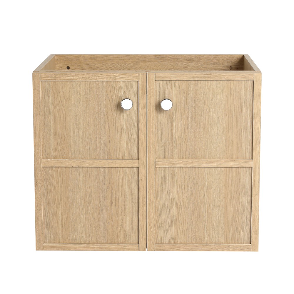 Wall-mounted Bathroom Vanity Double-Cushioned Soft-Close Doors Oak Wood
