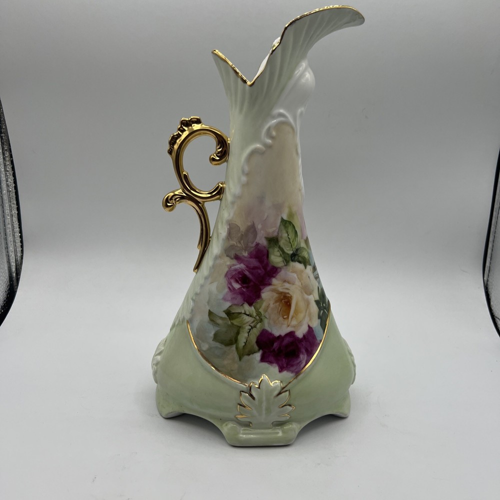 Hand painted Vintage LOOKING pitcher. Signed and dated on bottom