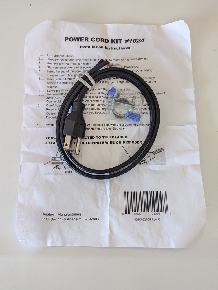 in sink erator  Power Cord  Assembly
