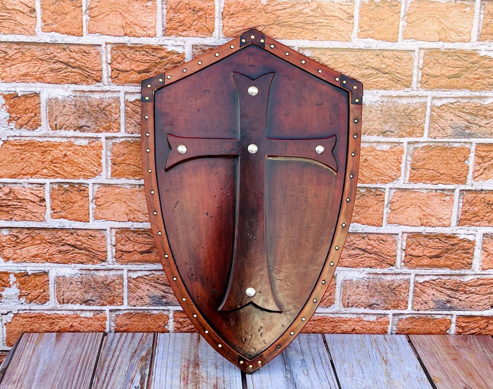 Templar Shield | Handmade Leather Cross Shield | Leather Templar Shield