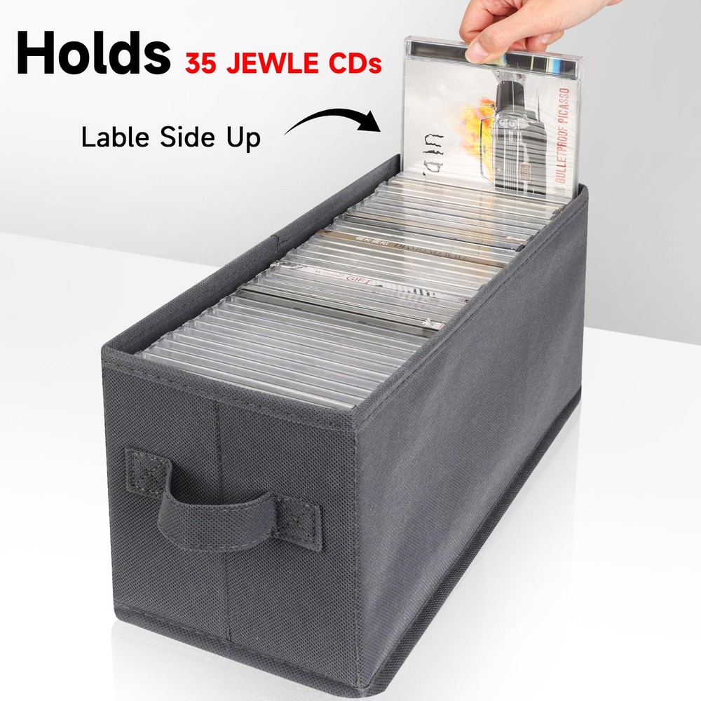 Upgrades CD Storage Box - Perfect CD Case Storage Solution Stackable CD Organ...