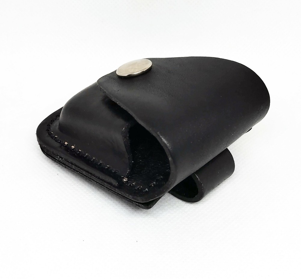 Ramsons Black Leather Solid Black Lighter Case W/ Belt Hoop