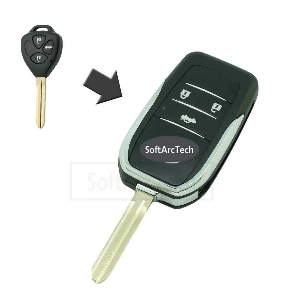 Modified Flip Remote Key Case Shell Refit for TOYOTA Corolla Camry RAV4 3 Button