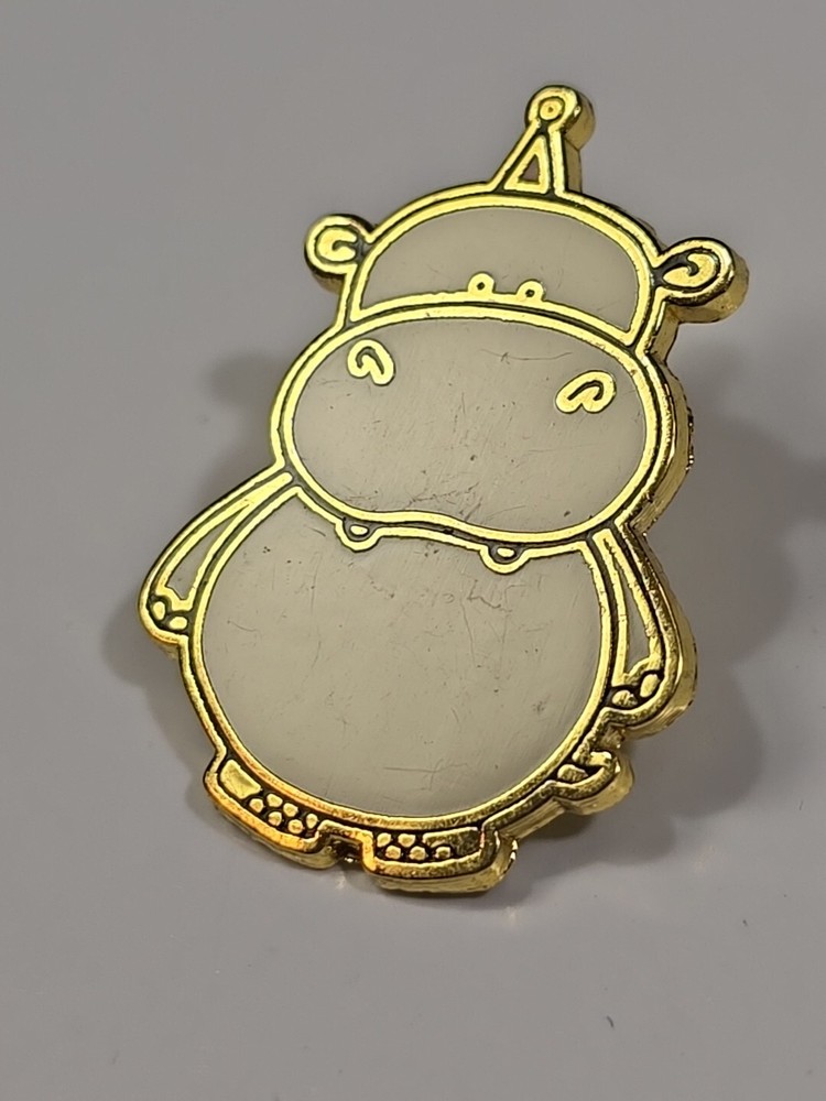 White Hippopotamus Lapel Pin