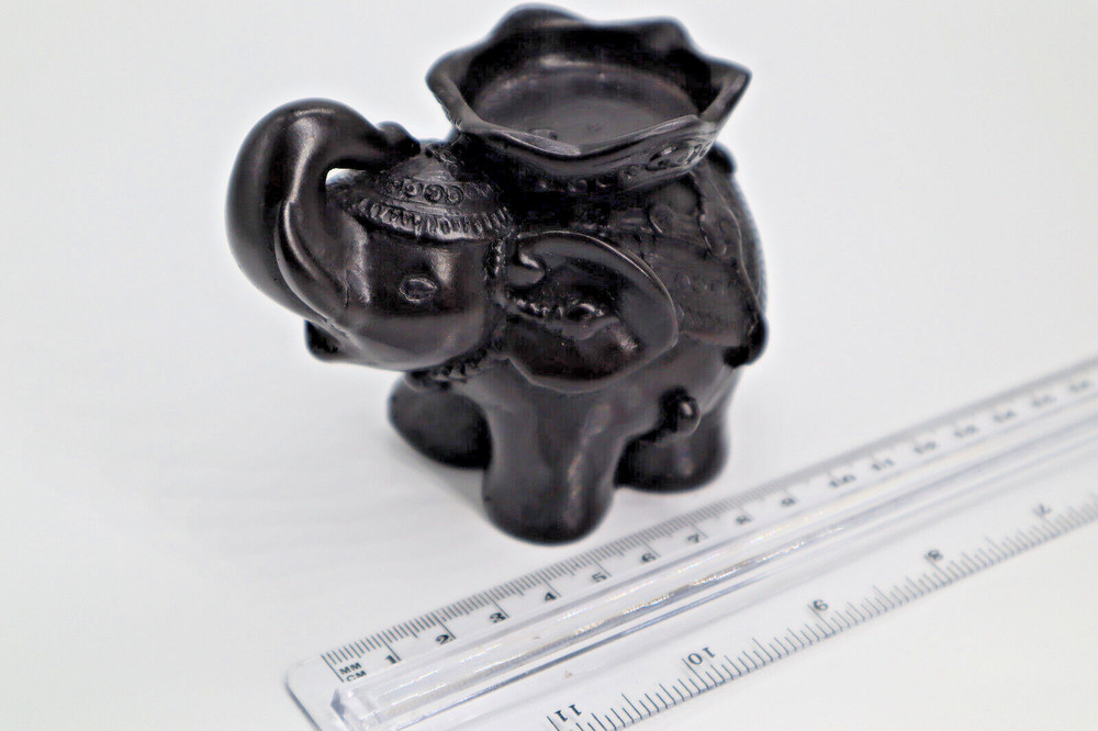 Handcrafted Black Elephant Candle Holder with Intricate Detailing