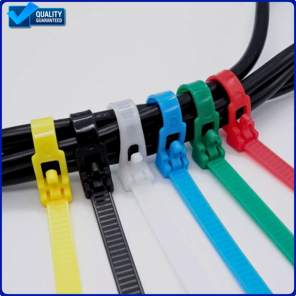Cable Zip Ties Releasable Reusable Wrap Wire Removable Nylon Plastic Heavy Duty