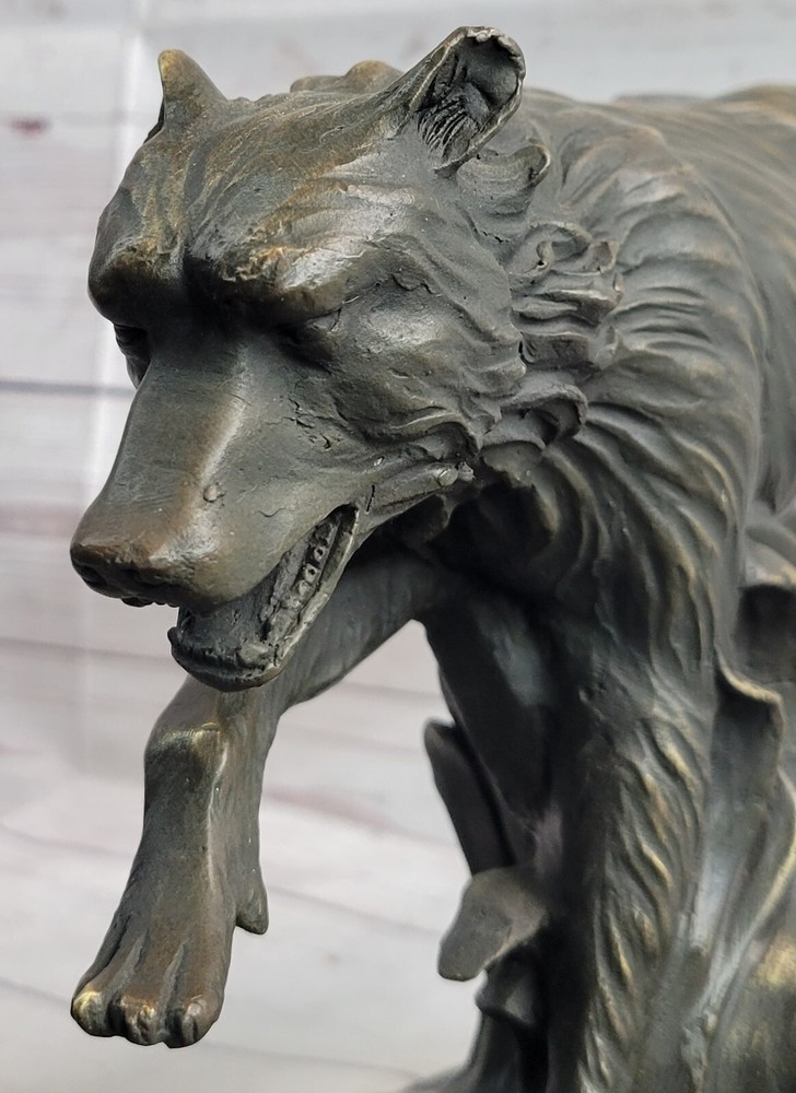 Captivating Wolf in Motion C Williams Bronze Statue Lost Wax Method Home Office