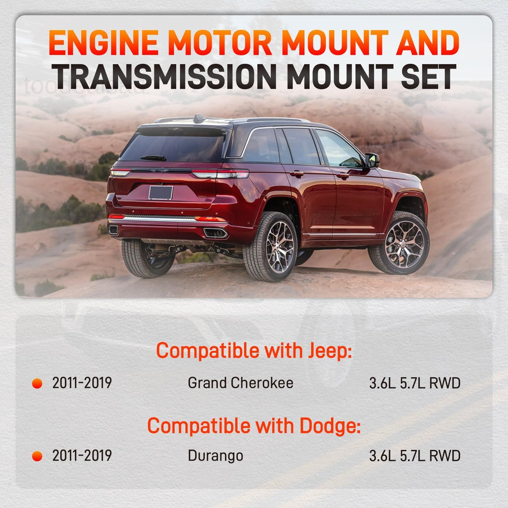 Engine Motor Mount & Transmission Compatible with Jeep Black