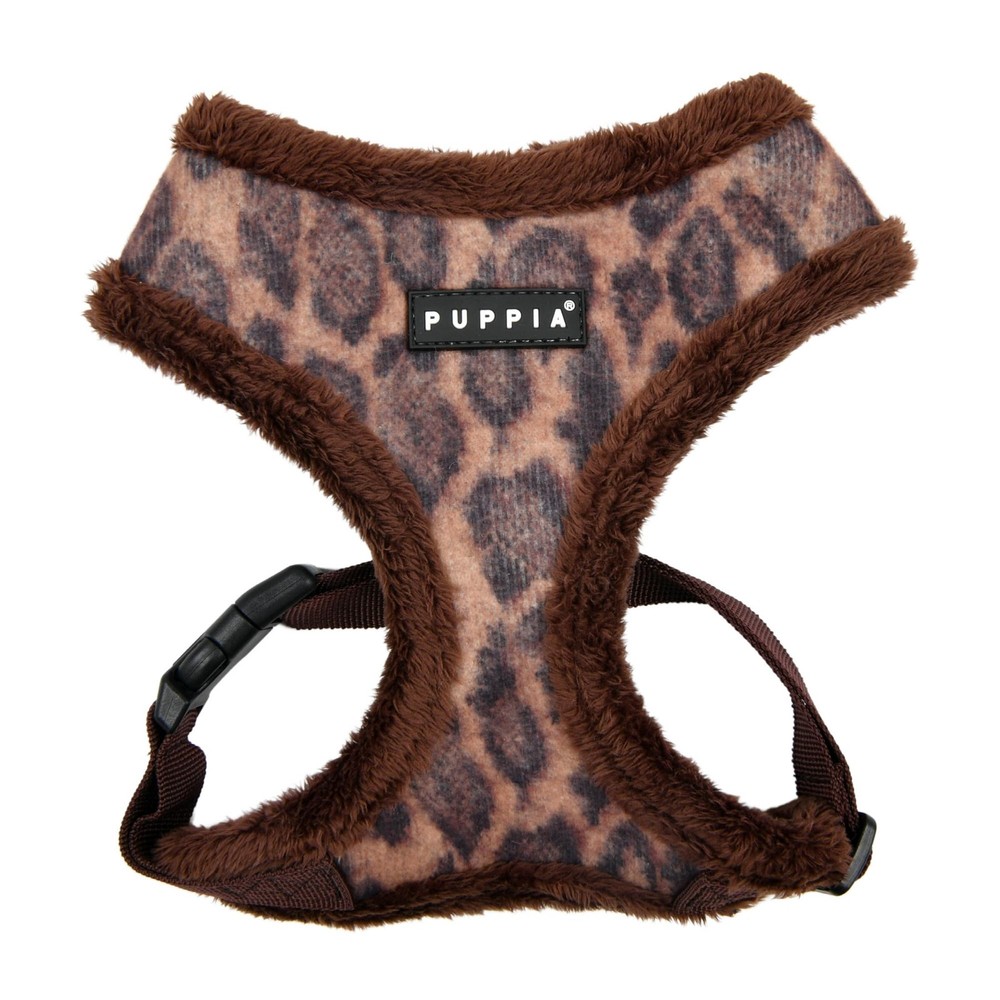 OverTheHead Warm Winter Leopard Pattern Adjustable Dog Harness Brown Medium