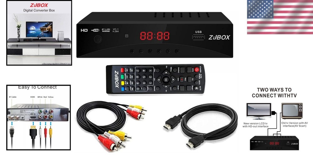 Full HD Digital TV Converter - ATSC Tuner with Timer, HDMI & USB Functionality