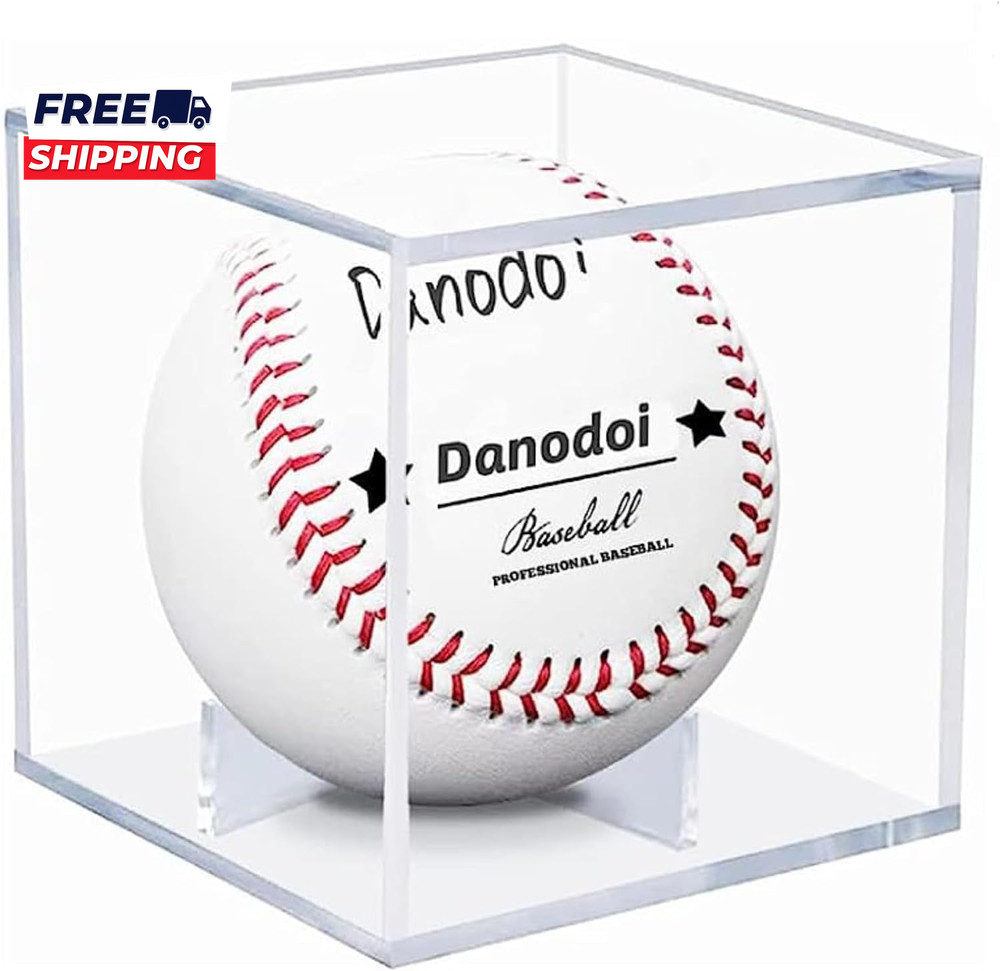Baseball Display Case UV Protected Acrylic Clear Baseball Holder Square Cube Bal