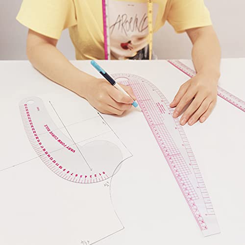 French Curve Ruler for Pattern Making, 15 Pieces Clear Sewing Ruler Set for