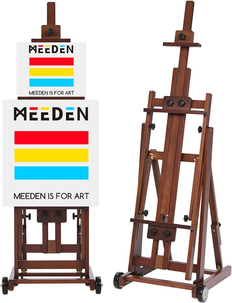 Studio H-Frame Easel -Adjustable Beech Wood Studio Art Easel, Painting Floor Eas