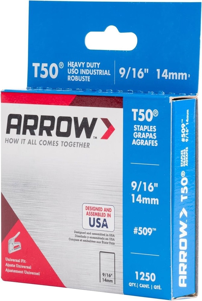 Arrow T50 9/16" Staples, 1250 Count