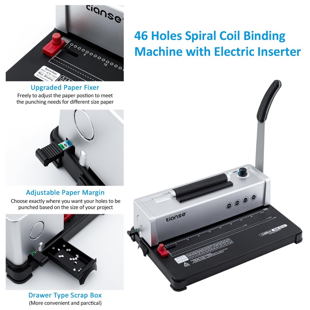 Binding Machine, Spiral Coil Binder Machine, Manual Book Maker Punch Binder w...