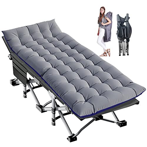 Folding Camping Cot, Extra Wide Heavy Duty Sleeping 1 Oversized Slate Gray