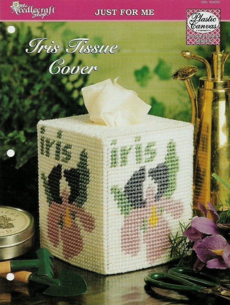 NEW IRIS TISSUE COVER HOME DECOR PLASTIC CANVAS PATTERN INSTRUCTIONS