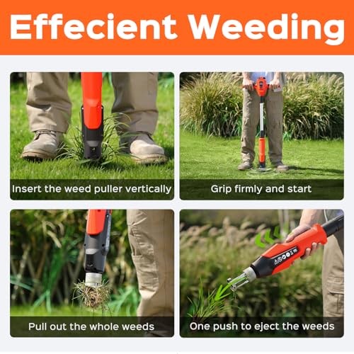 Weed Puller Tool, 21V Powerful Electric Weeder Tool with 2.0Ah Battery Orange