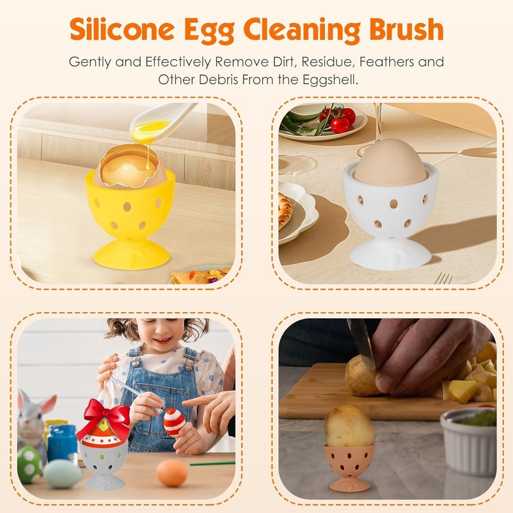 Egg Cleaner Scrubber Fresh Eggs Cute Chick Shaped Silicone Egg Washer Yellow