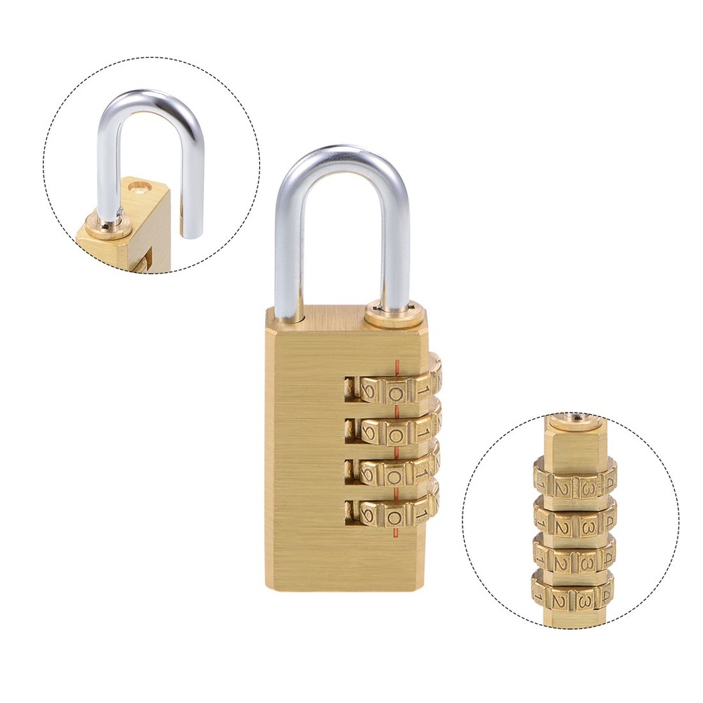 4-Digit Combination Brass Padlock - 5mm Shackle, 2-Pack