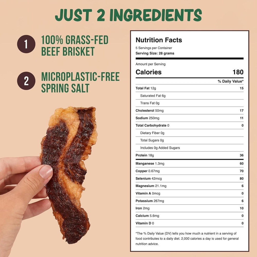 Grass-Fed Beef Brisket Slabs - High-Protein Snack