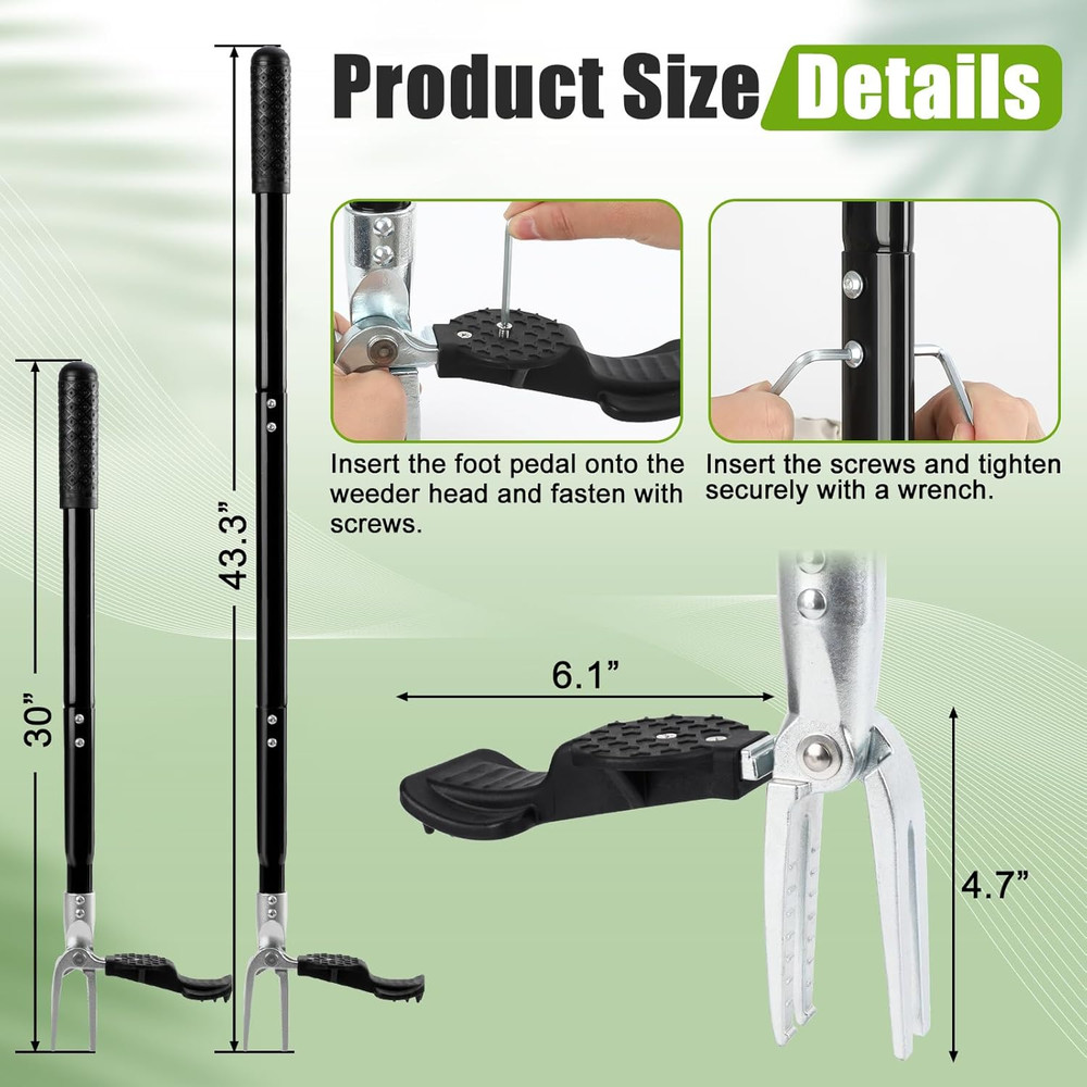 Heavy-Duty 4-Claw Weed Puller Tool with Adjustable Long Handle