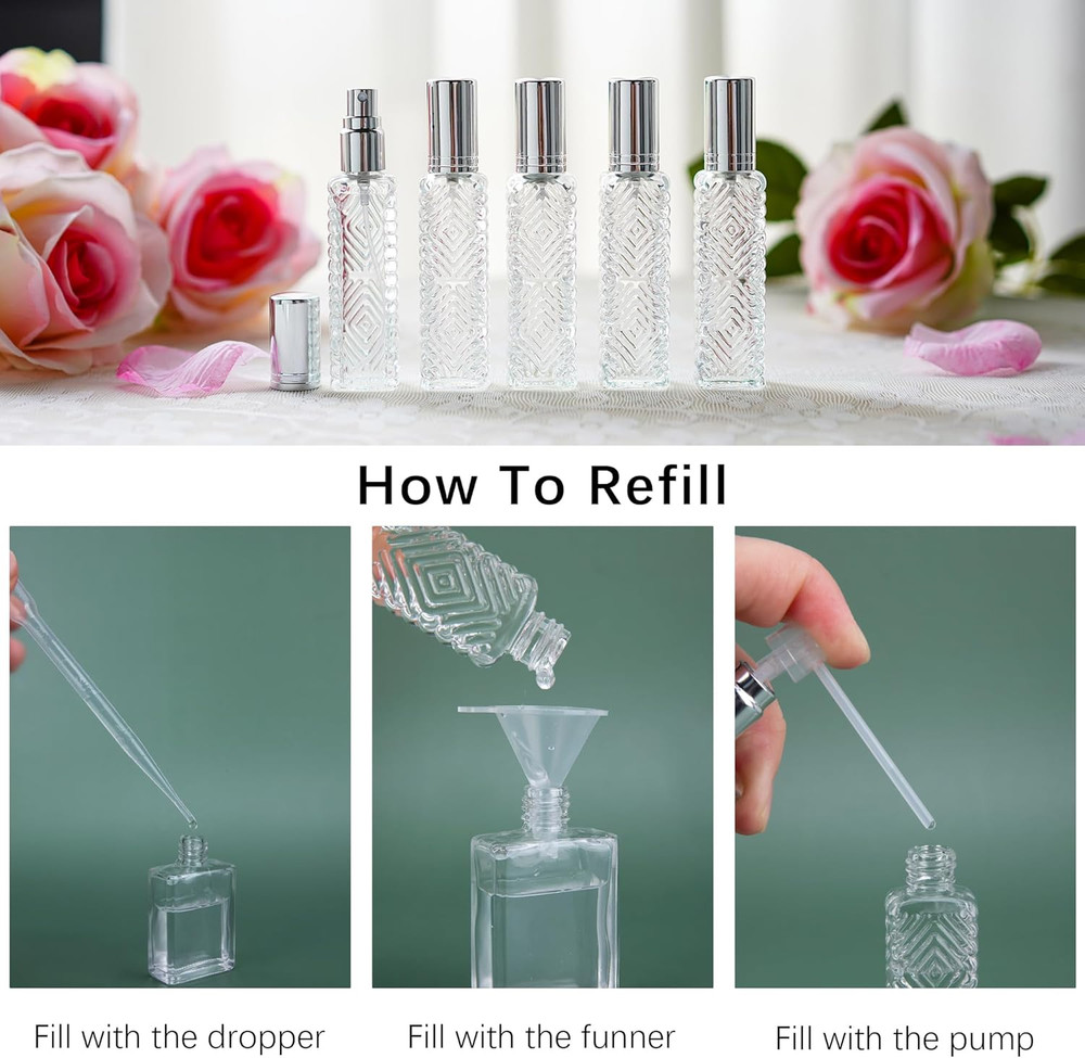 12Pcs Perfume Bottles Empty Clear Glass Atomizer Spray Bottles Empty Refillable
