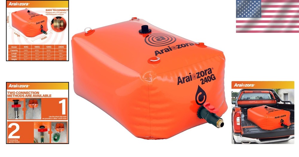240 Gallon Foldable Water Bladder Tank - Durable PVC Portable Storage Solution