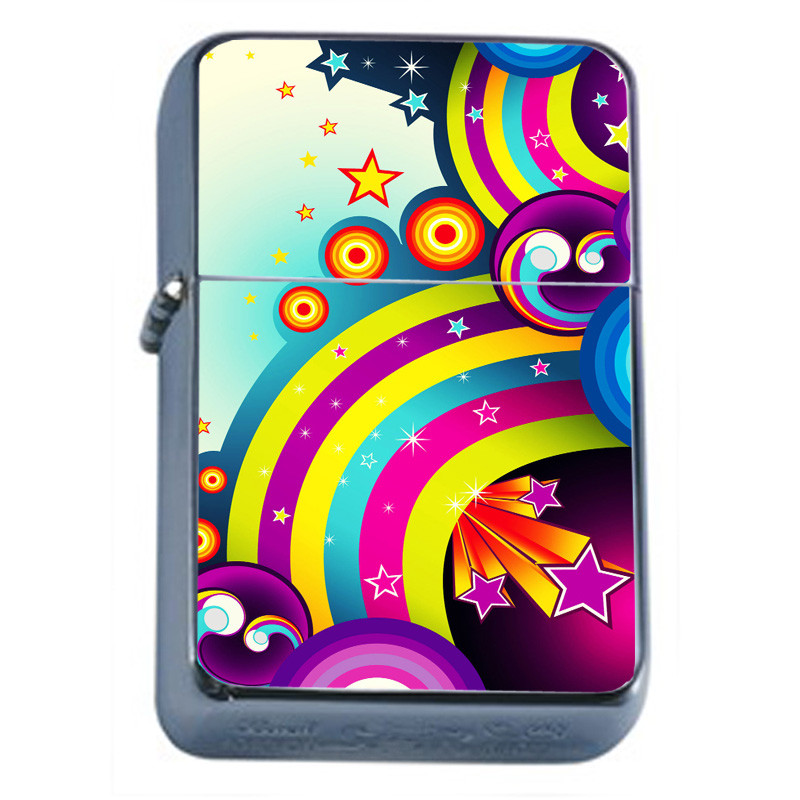 Groovy Rainbow Em8 Flip Top Oil Lighter Wind Resistant
