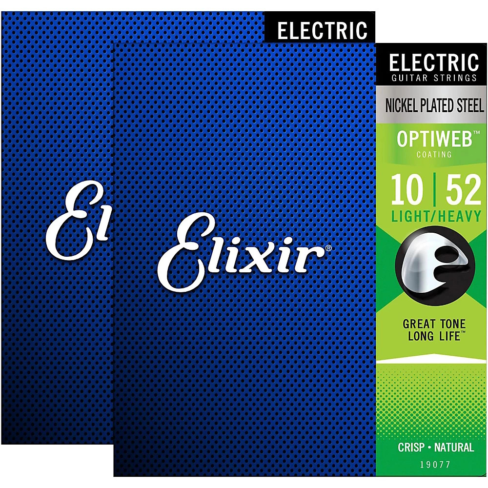 Elixir Electric Guitar Strings with OPTIWEB Coating Light/Heavy .010-.052 2 Pack